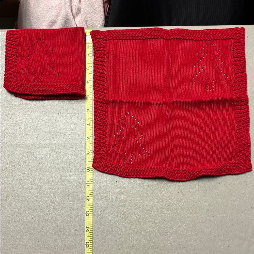 2- Red Christmas Tree Table Linens
